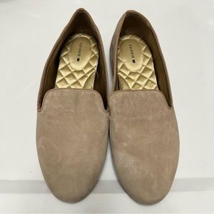 Birdies The Sterling in Tan Satin Suede Pointed Toe Flats 9.5